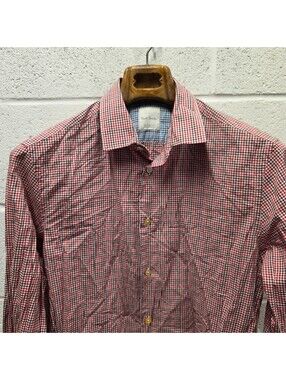 Paul Smith The Byard Mens Button Shirt ITALY L  16 - 41  Red Gingham Check 22x32